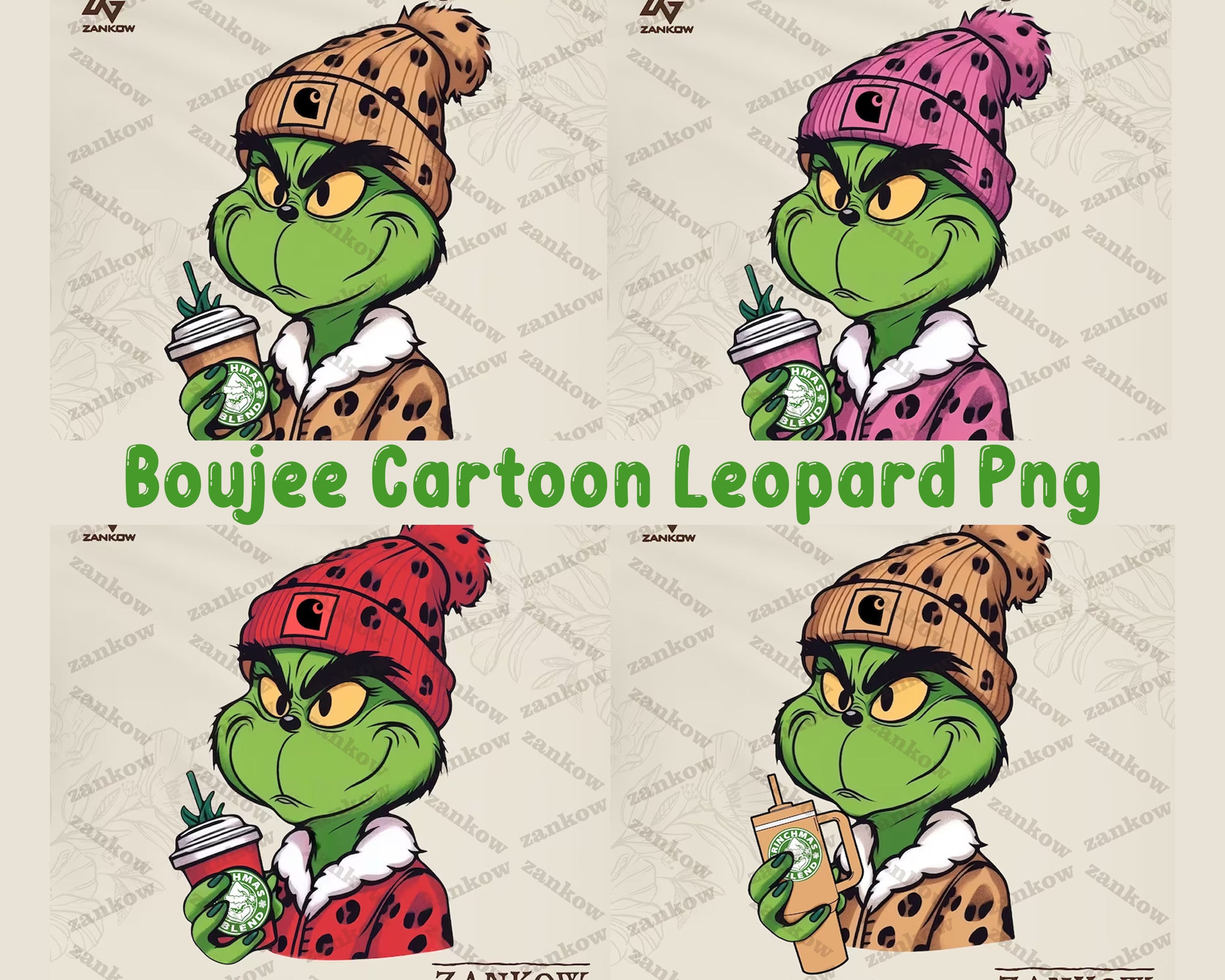 Boujee Cartoon Leopard Png, Caffeinated Cartoon Png, Coffee Christmas Png