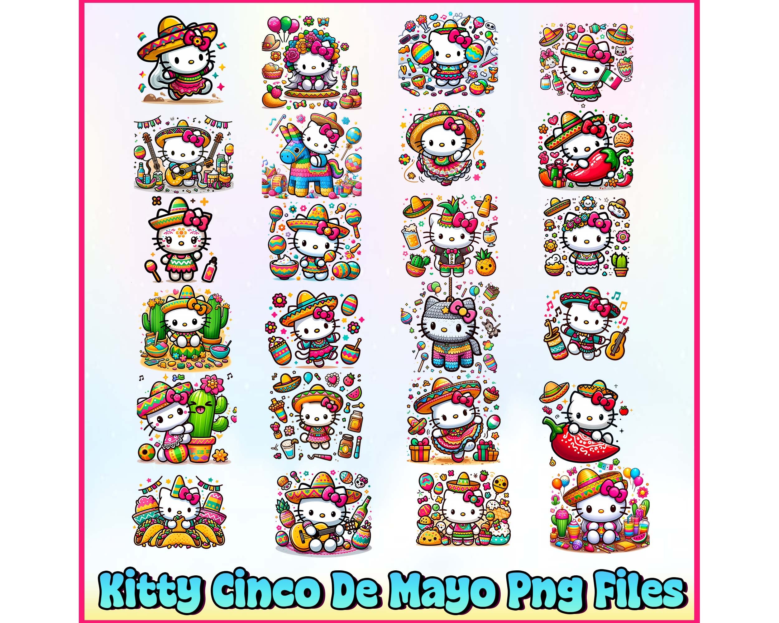 Kitty Cinco De Mayo Png Bundle Instant Download