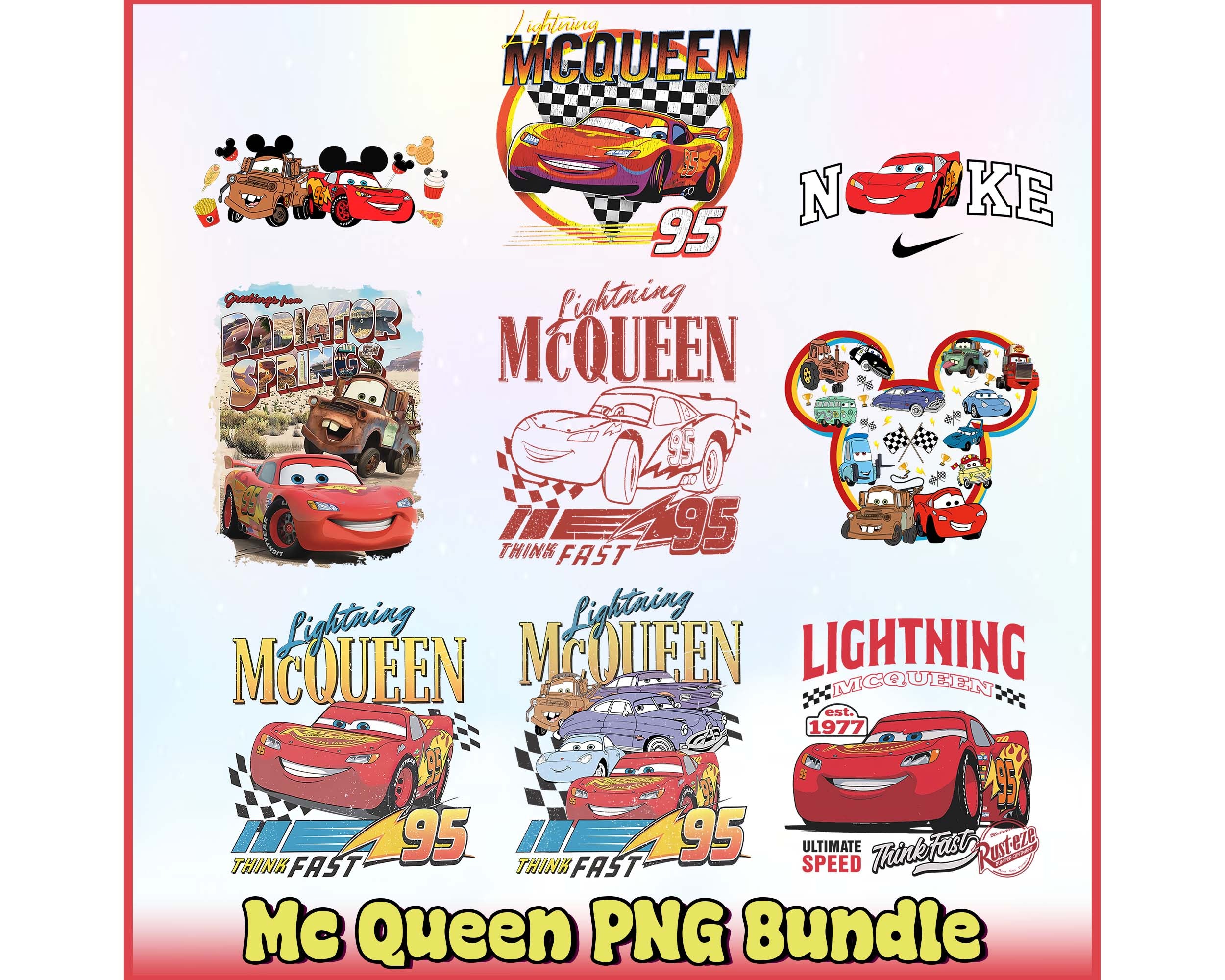 Lightning McQueen Car PNG Bundle