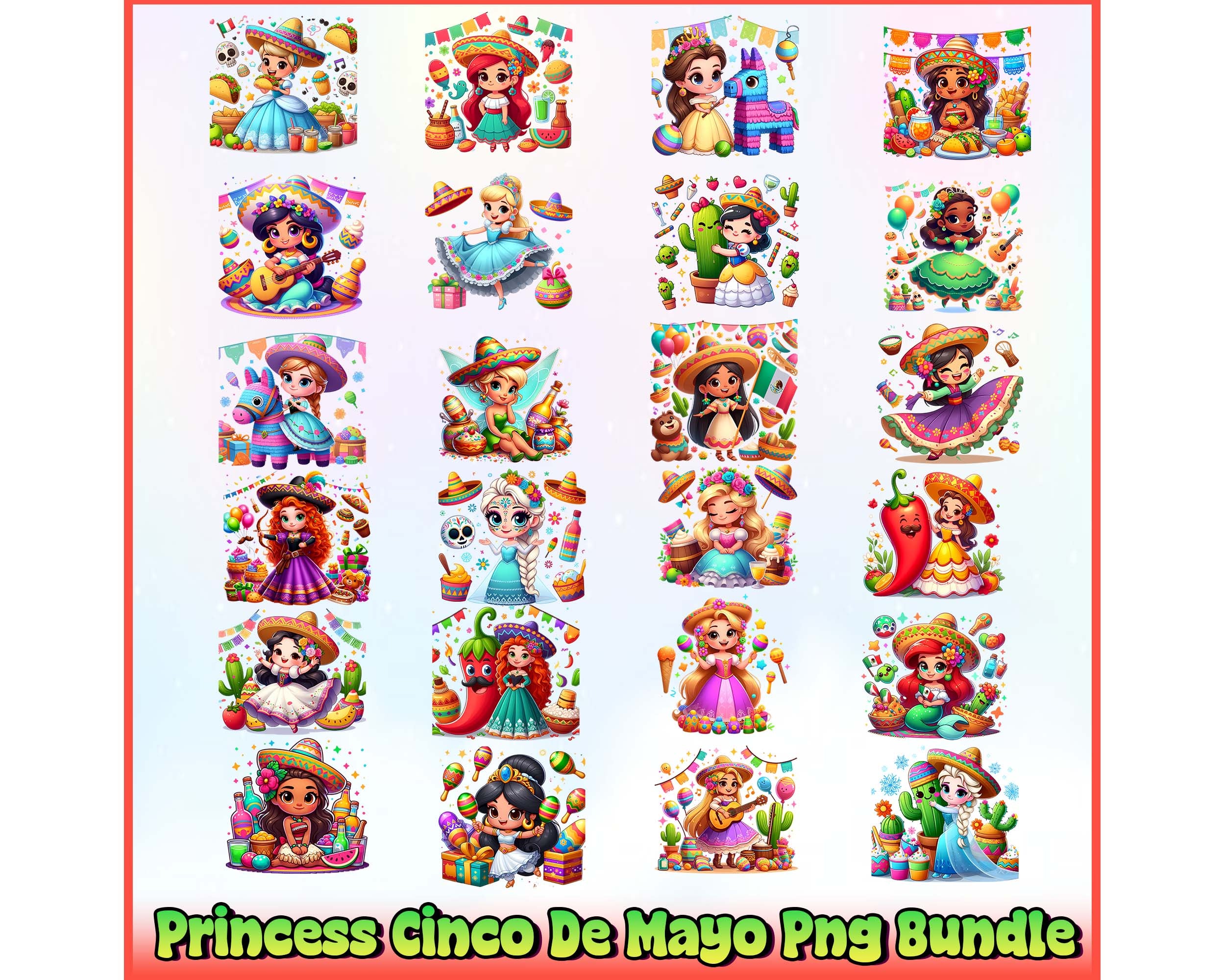 Princess Cinco De Mayo Png Bundle Instant Download