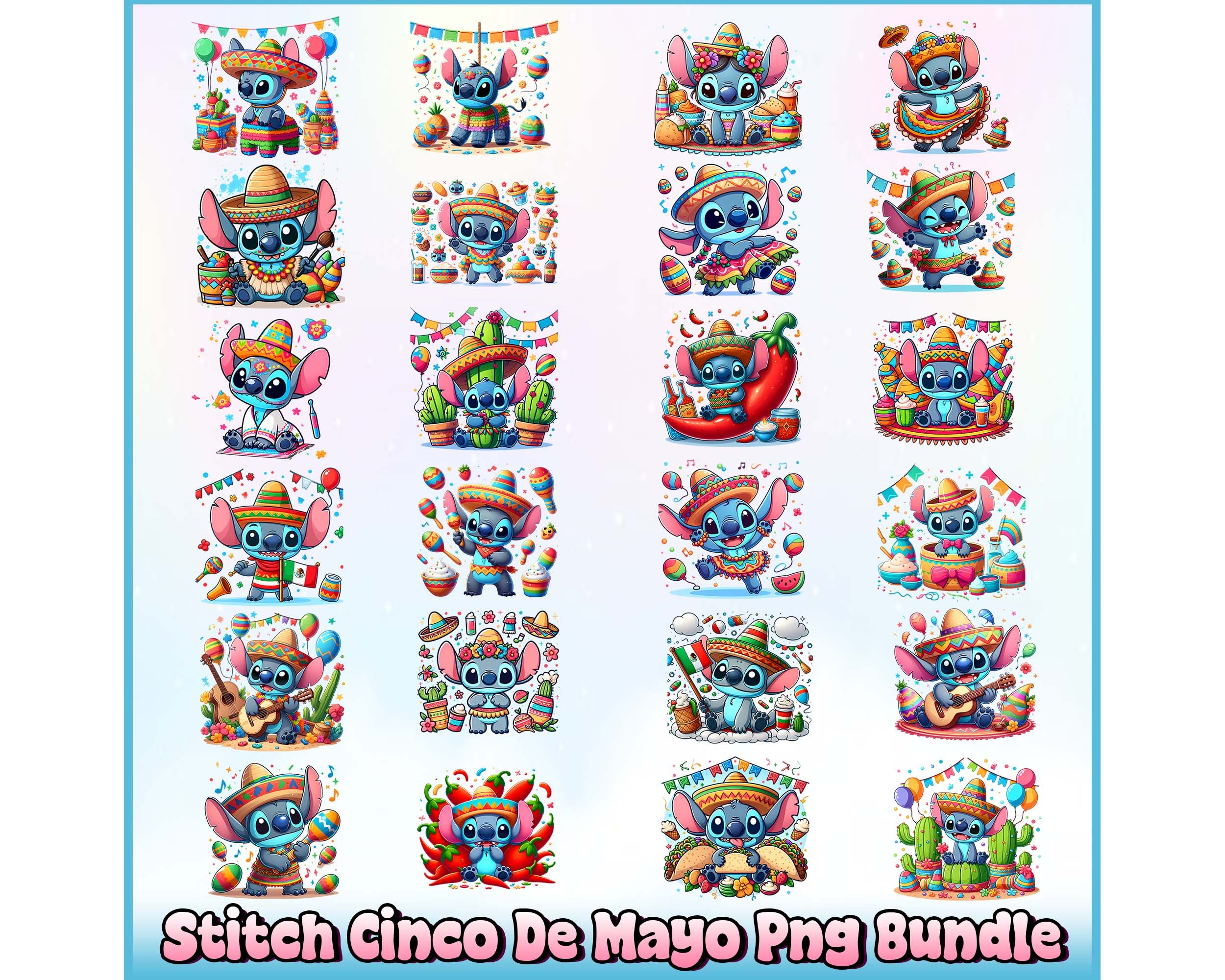 Stitch Cinco De Mayo Png Bundle Instant Download