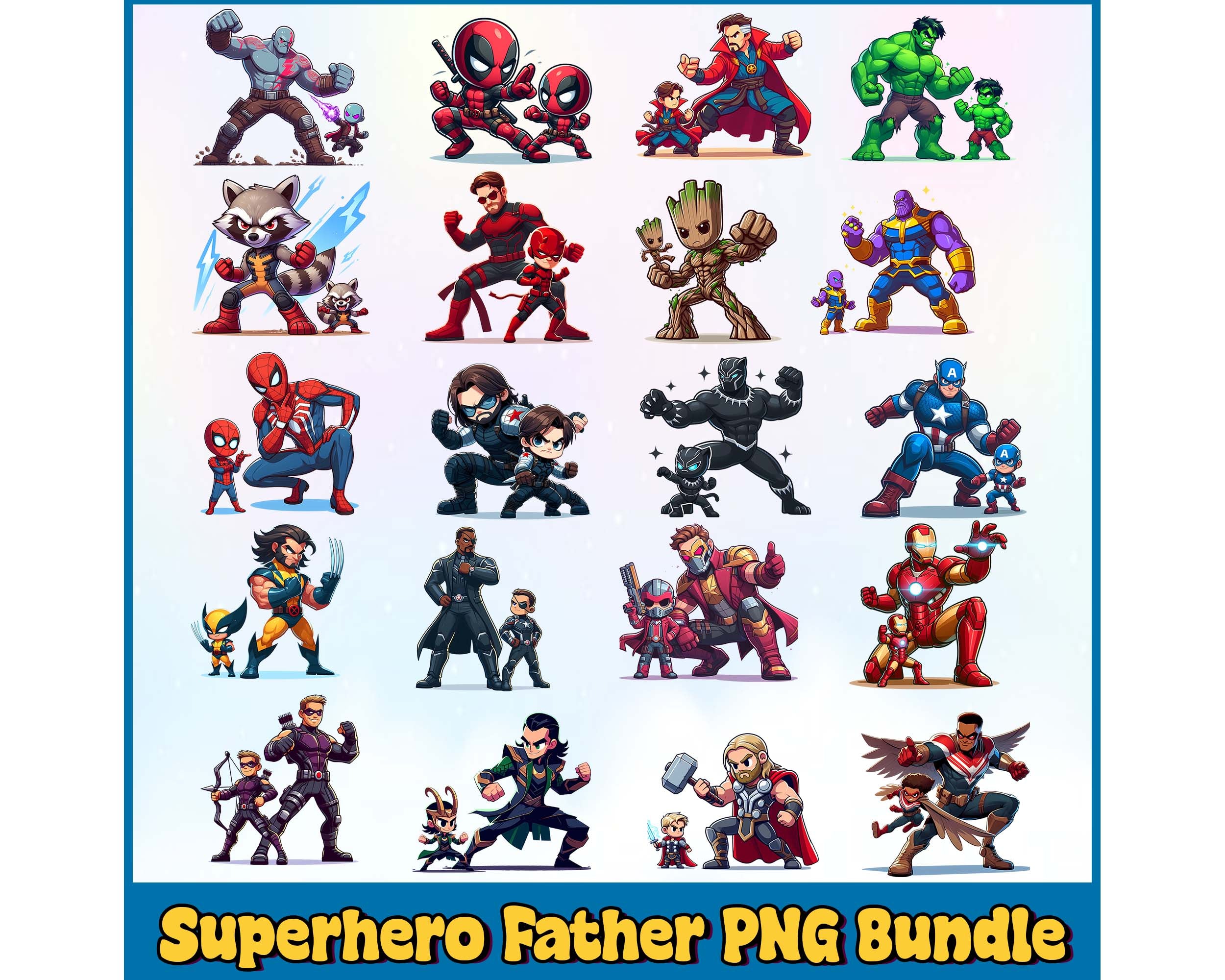 Father's Day PNG Bundle, Superhero Dad PNG, Instant Download