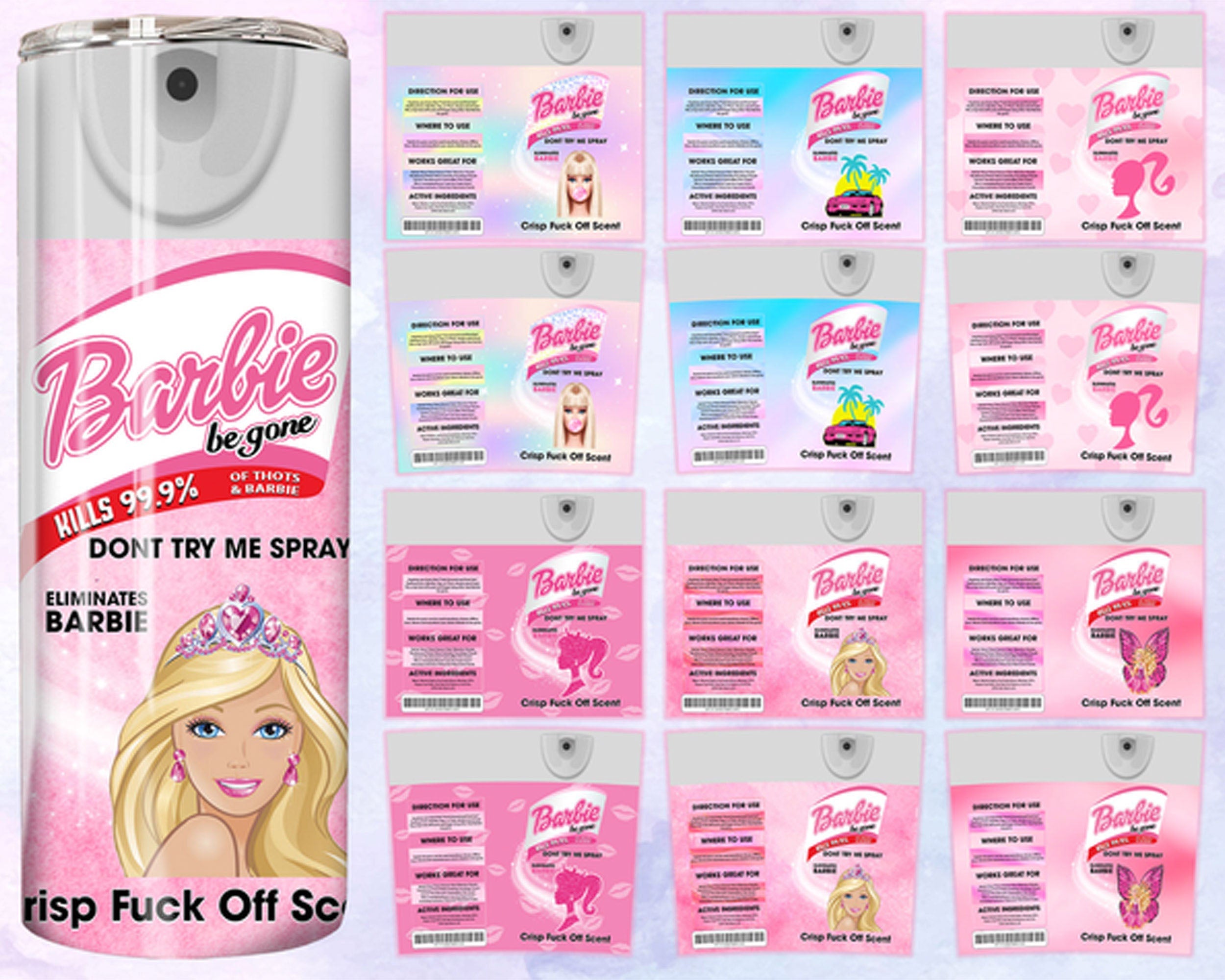 Barbie Be Gone Inflated Tumbler Bundle, Inflated 3D Tumbler Wraps 20oz Skinny Sublimation Digital Downloads Puffy Princess Design