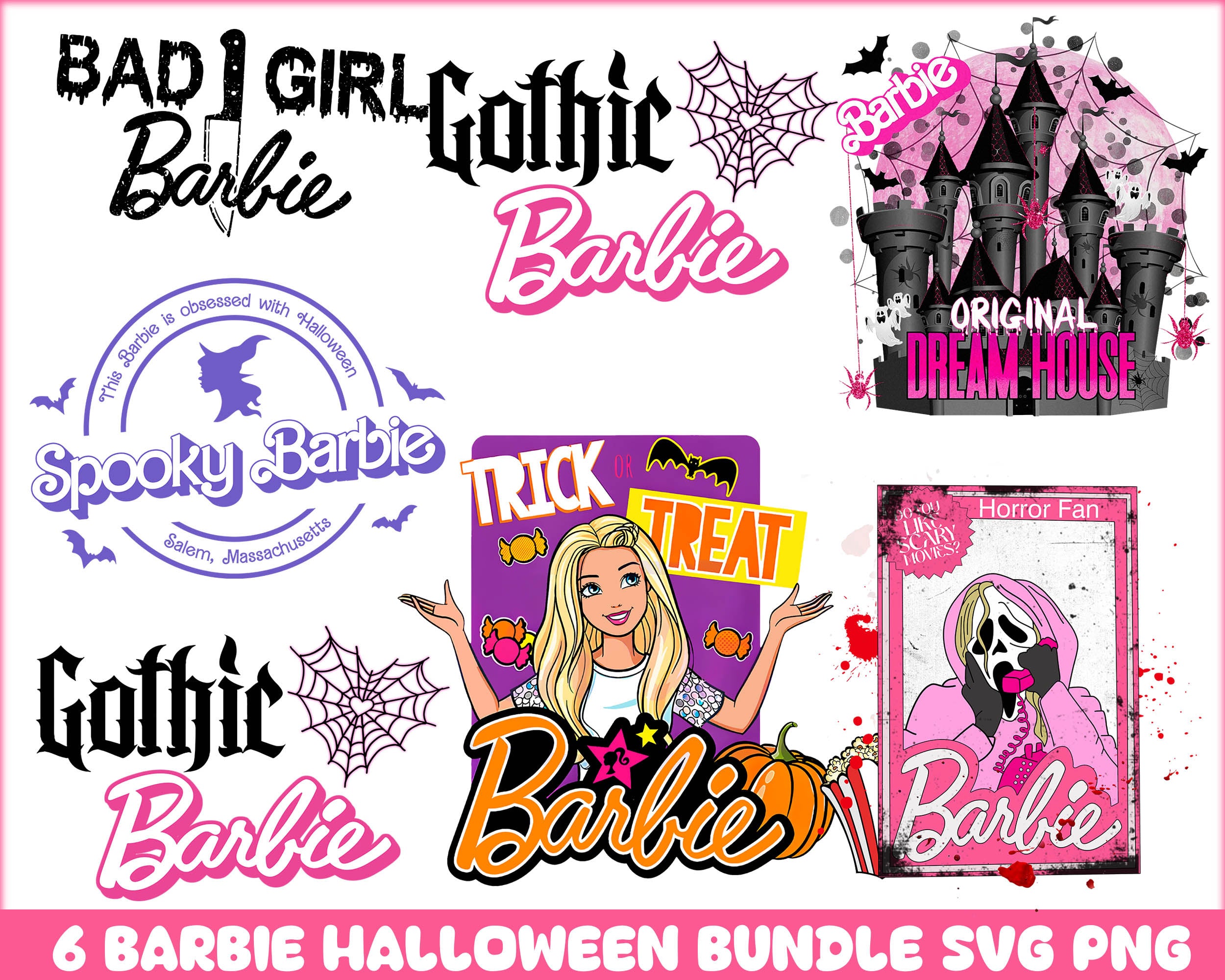 Barbie Halloween Bundle Svg, Come On Barbie Let'S Go Party Png, Trick Or Treat Shirt, horror Barbie Png, Instant Download